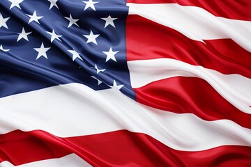 Closeup of the American flag on a pristine white background