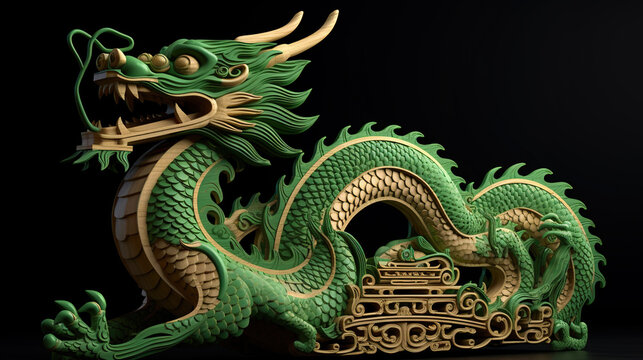 Green wooden dragon symbol. New Year and Christmas concept . Chinese new year of the green Wood dragon