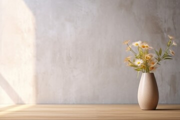 Minimalist Interior with Light Bouquet of Wildflowers in a Simple Vase