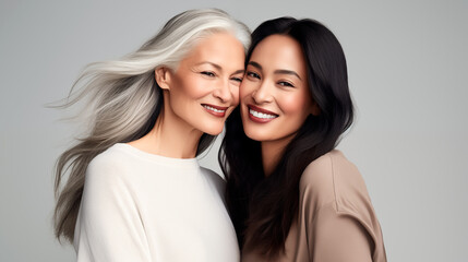  studio portrait women with different age and diversity skin tones for advertising product design