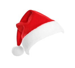 Red Santa Claus hat isolated on white