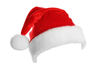 Red Santa Claus hat isolated on white