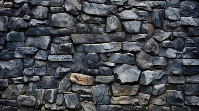 Dry Stacked Slate Stone Wall
