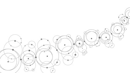 Technology abstract background. Abstract geometric background. Connected circles. Network of circles.