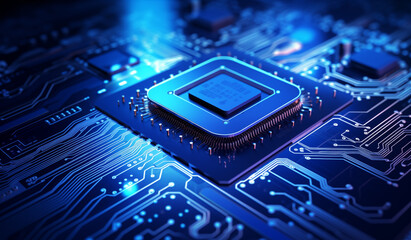 Fototapeta premium Close-Up of a Microprocessor Chip on a Circuit Board