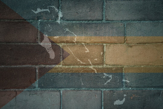 map and flag of bahamas on a old brick wall