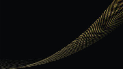 Abstract geometric technology background. Gold dotted curve or wave.
