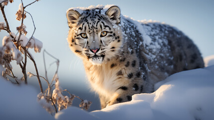 snow tiger in the winter with the snow