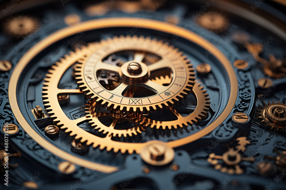 Poster a swirling vortex of gears and cogs, illustrating the intricate machinery behind the birth and devel