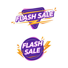 Set of Flash sale shopping text banner vector illustration collection