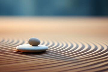 A solitary pebble in a Zen garden, representing the minimalist beauty found in the art of simplicity and mindfulness. Concept of Zen minimalism. Generative Ai.