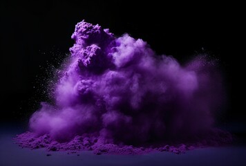 purple powder explosion isolated on a black background, digitally enhanced, stipple, shadowy intensity
