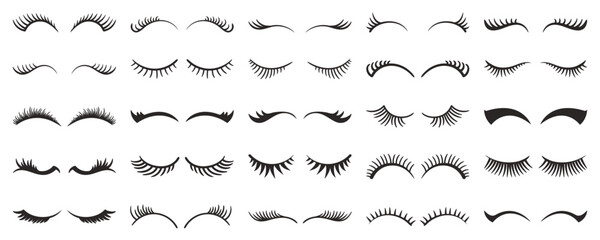 Obraz premium Eyelashes Collection Isolated On White Background. Stunning Array Of Various Lengths And Styles, Illustration, Set
