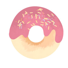 donut with pink icing and sprinkles