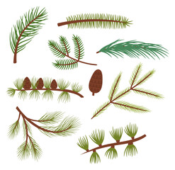 Dense Coniferous Tree Branches Set, Adorned With Vibrant Green Needles, Offering A Serene, Wintry Landscape Of Nature