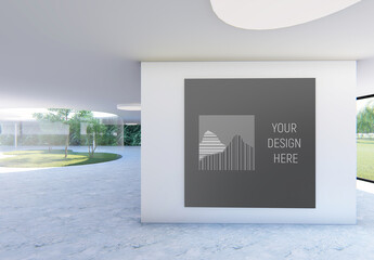 Modern Exhibition Gallery with Square Poster Mockup