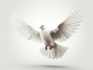 Obraz premium White dove flying in isolated background