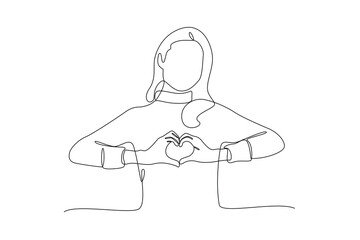 Continuous one line drawing Happy People give love and optimistic. Love concept. Doodle vector illustration.