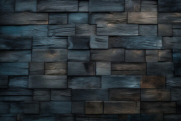 Modern Dark Timber Wall System with Sophisticated Stepped Design for Premium Entertainment Venues.Generative AI モダンなダーク材木壁面システム、プレミアムエンターテインメント会場向けの洗練された段差デザイン