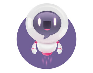 Vector illustration of cute robot. Vector icon for chatbot in realistic style. Chat bot.