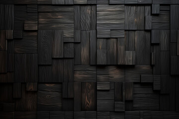 木材の黒色の壁の板パネルのテクスチャの背景画像　timber wood brown wall plank panel texture background　Generative AI