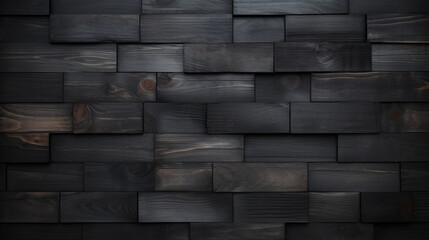 木材の黒色の壁の板パネルのテクスチャの背景画像　timber wood brown wall plank panel texture background　Generative AI