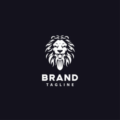 A warrior man with Lion head hat and  Logo Symbol Design Template Flat Style Vector
