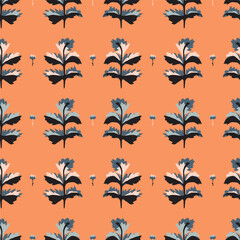 Midcentury modern floral vector endless vector pattern. Organic summer gender neutral 70s matisse wallpaper. 