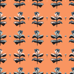 Midcentury modern floral vector endless vector pattern. Organic summer gender neutral 70s matisse wallpaper. 