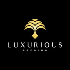 luxury banyan tree logo vector icon illustration