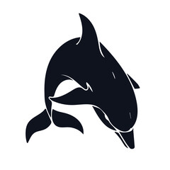 Silhouette, stencil of a marine mammal dolphin. Vector graphics.