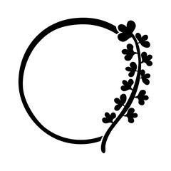 floral simple black border circle sketch