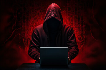 the dark web hooded hacker banner. High quality photo - obrazy, fototapety, plakaty