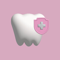 Tooth. Oral health and dental concept. Realistic 3d object cartoon style. Vector colorful illustration.