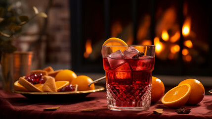 Negroni, A classic Italian aperitif made with equal parts gin, Campari, and sweet vermouth, typically served with an orange slice