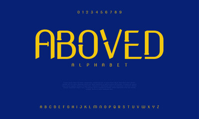 Aboved creative modern urban alphabet font. Digital abstract moslem, futuristic, fashion, sport, minimal technology typography. Simple numeric vector illustration