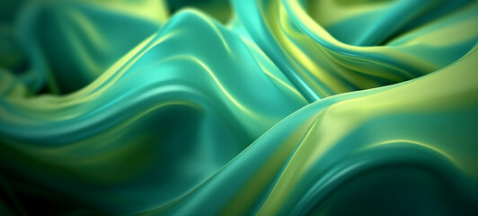 Obraz premium AI-Generated Image: Enigmatic Green Textiles in Underwater Ripples - Capturing Flowing Fabric Elegance Beneath Water Submersion Fabric Underwater melting into the water Flowing Blue Fabric texture Art