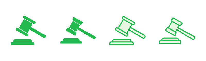 Gavel icon set. judge gavel icon vector. law icon vector. auction hammer