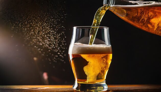 Beer getting poured into glass