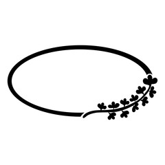 floral simple black border oval sketch at white

