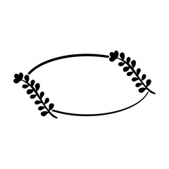 floral simple black border oval sketch at white

