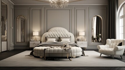 Capture the allure of high-end living with a rich and sophisticated bedroom composition.
