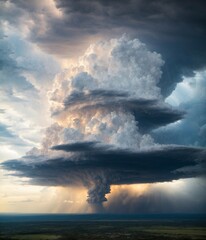 Fototapeta na wymiar Cumulonimbus cloud (heavy rain and strong wind weather)
