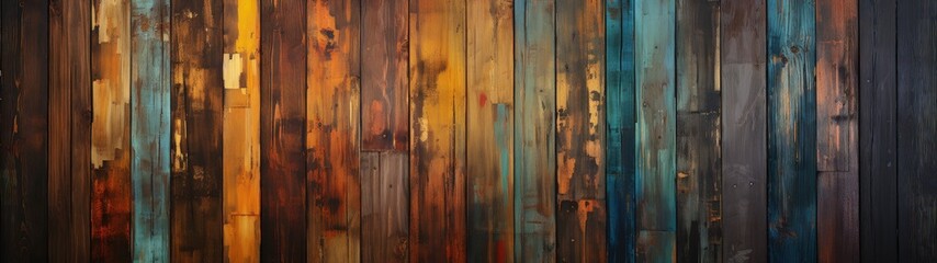 Multicolored Wooden Plank Wall with Vintage Rustic Vibes