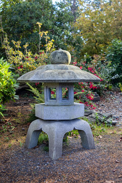 Stone garden lantern in the sunlight