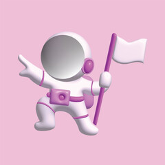 Astronaut, planet and space object. space concept. Realistic 3d object cartoon style. Vector colorful illustration.