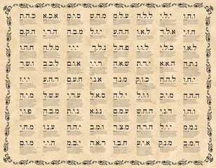 The 72 Names of God, Spain, language, Black, Kabbalah Symbols, Frame,for healers, meditators,...