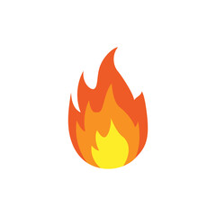 Vector red fire icon isolated on white background.