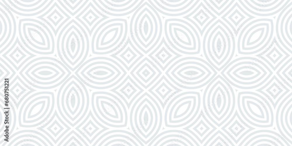 Wall mural subtle geometric seamless pattern. abstract vector linear ornament texture with curved shapes, lines