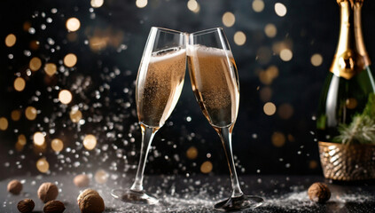 Nowy rok, kieliszki z szampanem. Generative AI - 680752229